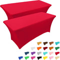8FT Stretch Rectangular Tablecloth 2 Pack - Fitted Spandex Covers