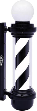 27ft Black White Barber Pole Light - Classic Rotating Shop Sign
