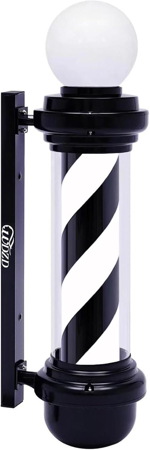 27 in Black White Barber Pole Light for Indoor Outdoor Use