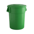 55 Gallon Green Round Commercial Trash Can with Lid - Durable