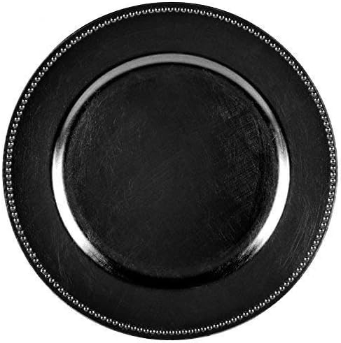 Elegant 13-inch Black Beaded Charger Plates for Dining Tables