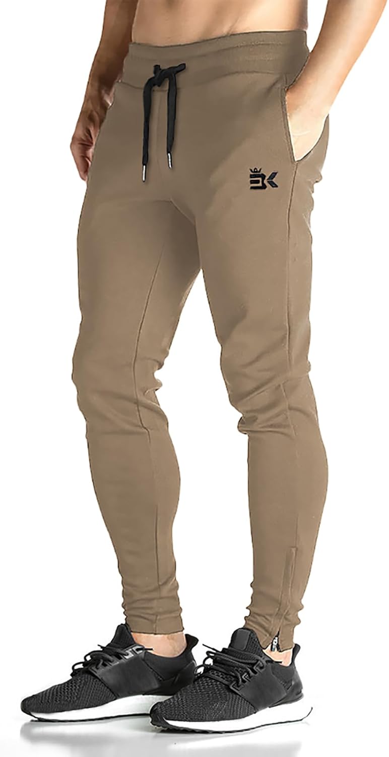 BROKIG Mens Zip Joggers Pants for Casual Gym and Workout