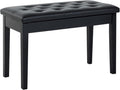 Piano Bench Duet Chair with Faux Leather Tufted Cushion - Classic Look