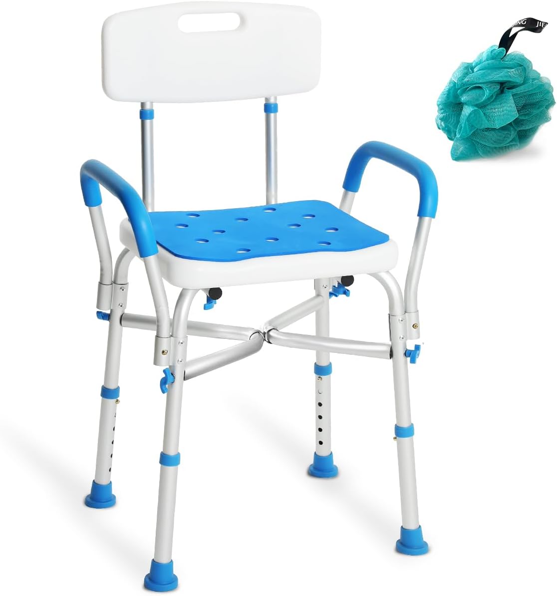 500lb Heavy Duty Shower Chair with Arms and Back for Seniors