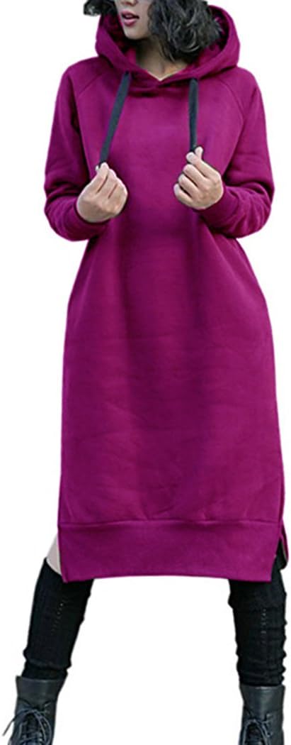 NUTEXROL Women's Thickening Long Fleece Hoodie Dress for Comfort