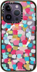 iPhone 14 Pro Case Magenta Confetti - Impact Protection, Glossy Black