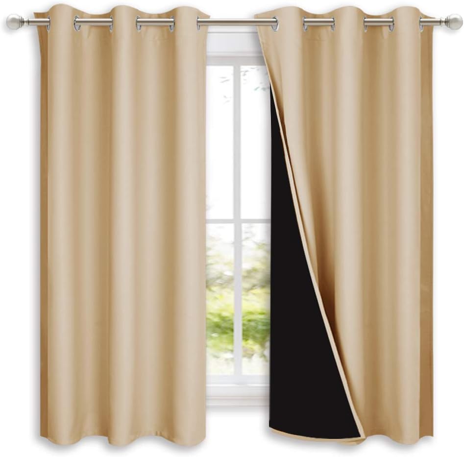 NICETOWN Full Blackout Curtain Panels for Small Windows, 42 by 63 in