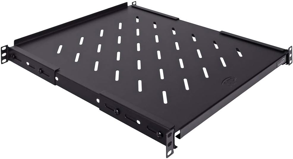 Vented 4-Post Shelf for 1U Rack, Adjustable, 242 lbs Capacity