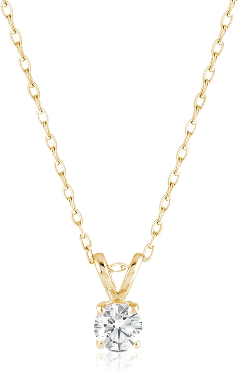 Solitaire Lab Grown Diamond Pendant Necklace in 14k Gold