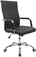Furmax Ribbed Office Desk Chair Mid-Back PU Leather - Comfortable