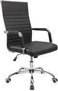 Black PU Leather Mid-Back Office Chair - 280 lb Capacity
