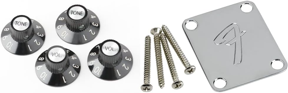 Fender 72 Telecaster Custom Knobs Set of 4 and Neckplate Chrome
