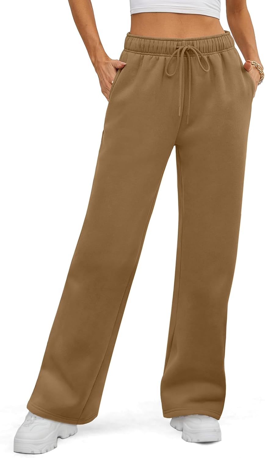 ATHMILE Womens Fleece Lined Wide Leg Sweatpants for Fall Style
