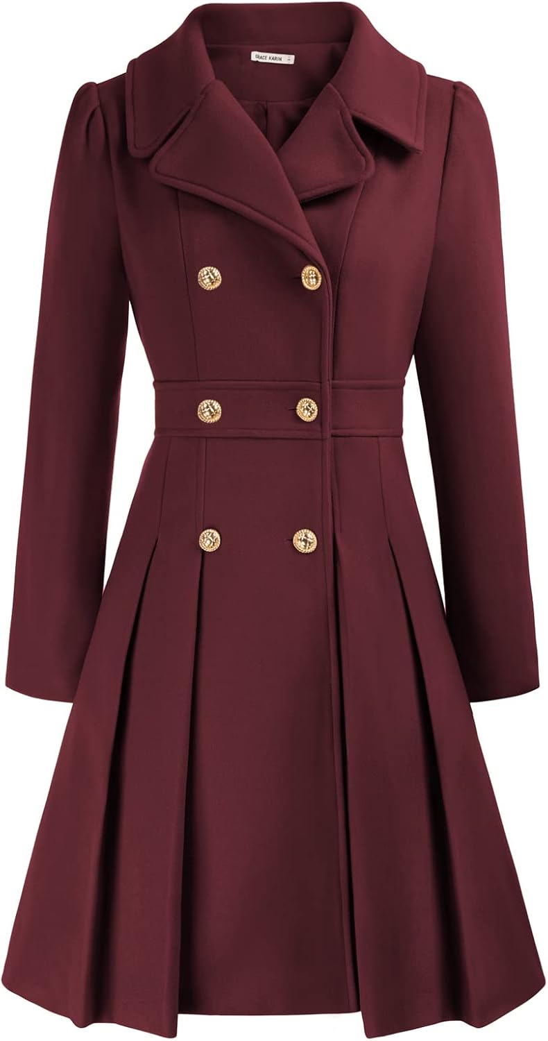 2024 Women's Fashion Trench Coat with Notch Lapel and Pockets