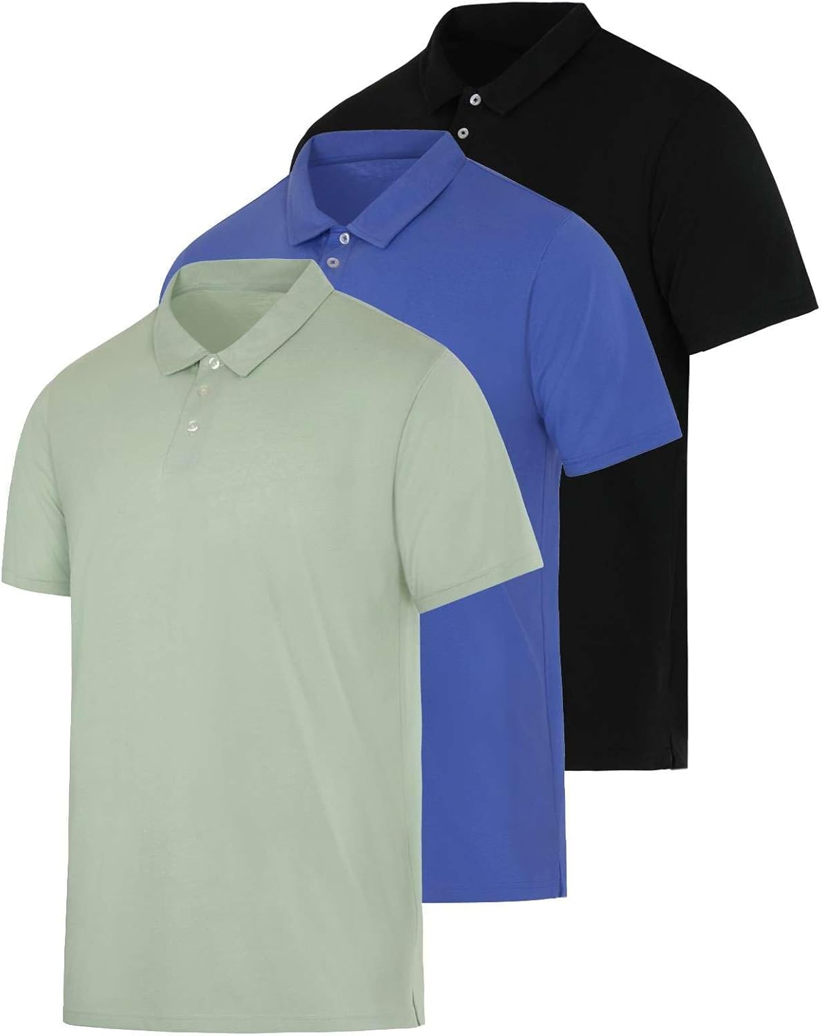 Real Essentials Men's Casual Jersey Cotton Polo Shirt 3 Pack