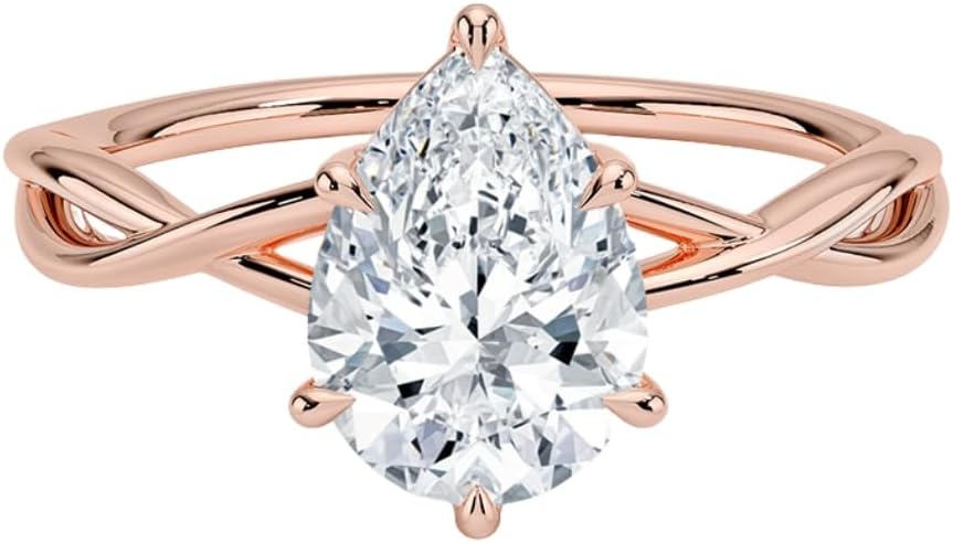 1-3 CT Moissanite Engagement Ring in Solid Gold & Silver Options