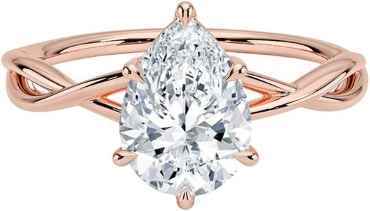 1-3 CT Moissanite Engagement Ring in Solid Gold & Silver Options
