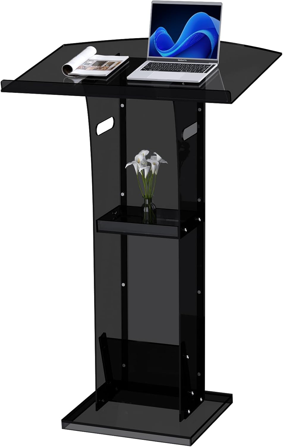 KSacry Acrylic Clear Black Podium Stand for Professional Use
