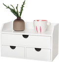 White Wood Desk Organizer with 3 Drawer - Compact Desktop Storage
