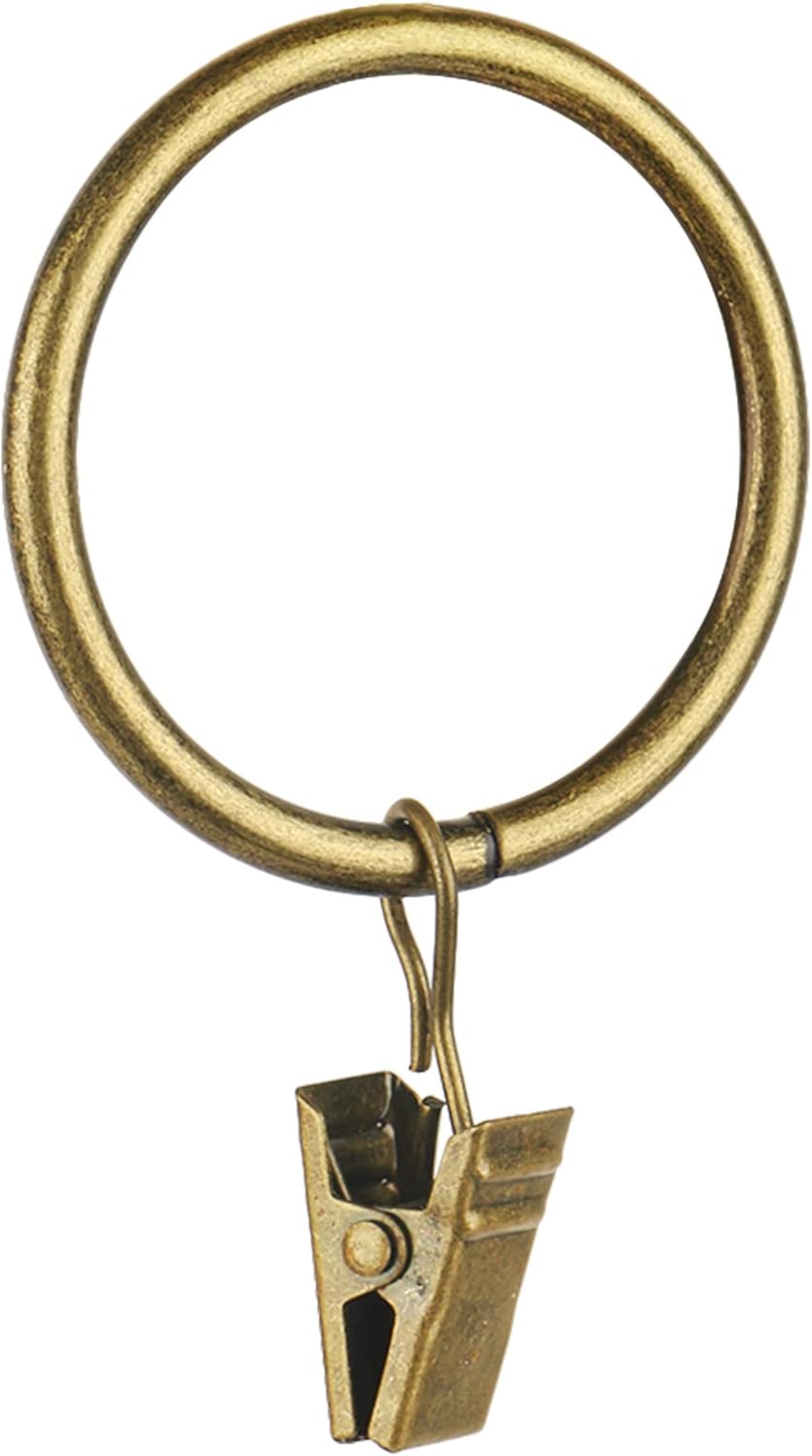 14 Antique Brass Curtain Clip Rings by Awtok - Easy Drapery Hanging!