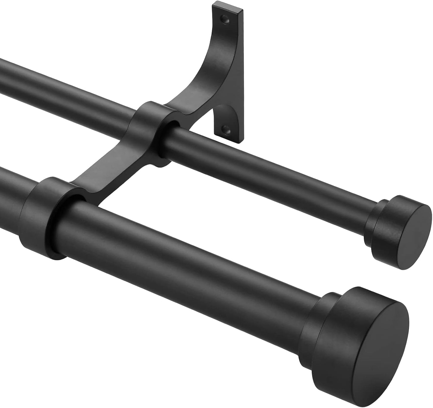 Heavy Duty Double Curtain Rods with Cylindrical Cap Finials