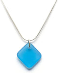 Sea Glass Delicate Diamond Pendant for Women - Sterling Chain Option