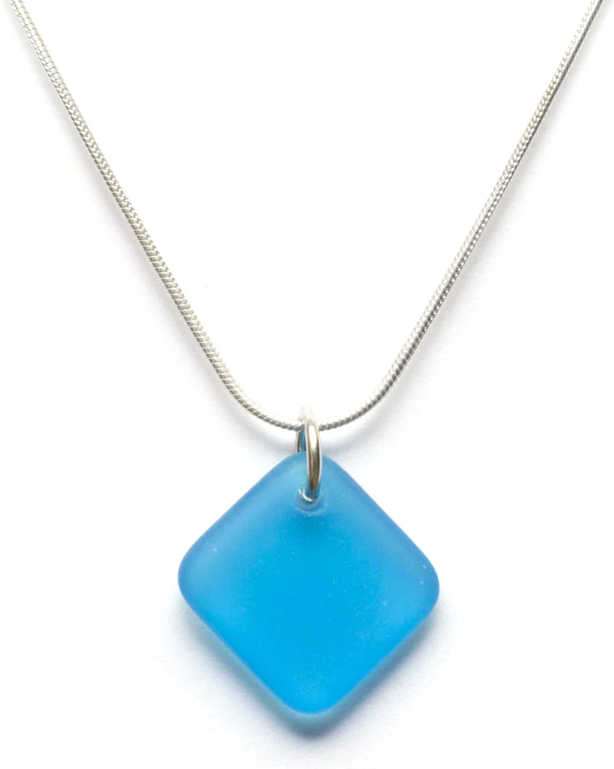Sea Glass Delicate Diamond Pendant - Unique Handcrafted Jewelry
