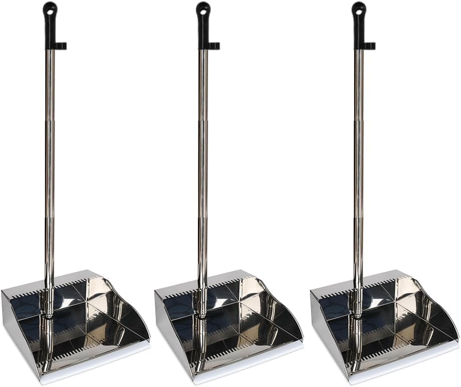 Heavy Duty Stainless Steel Dustpan with Handle for Easy Cleaning