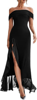 LAGSHIAN Sexy Off Shoulder Maxi Dress for Stunning Events