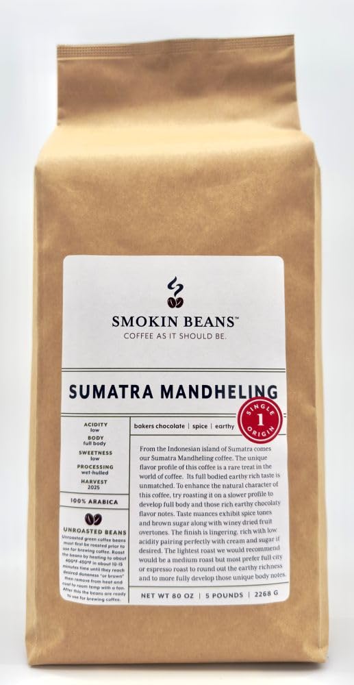 5-Pound Sumatra Mandheling Unroasted Green Coffee Beans Fresh
