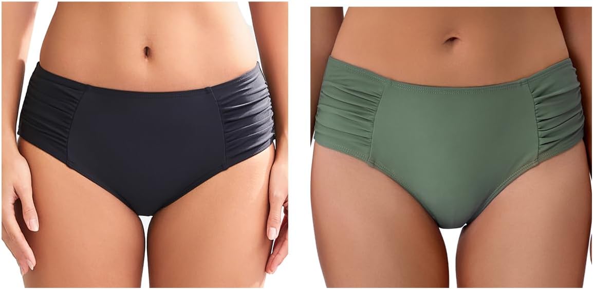 COCOPEAR Full Coverage Bikini Bottoms for Women with Tummy Control