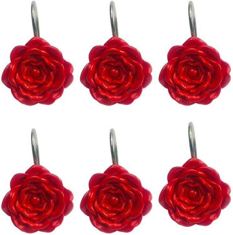Twofishes Red Rose Shower Rings - Set of 12!