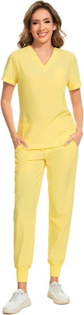 COZYFIT Scrubs for Women Set - V-Neck Top & Jogger Pant (8 Pockets)