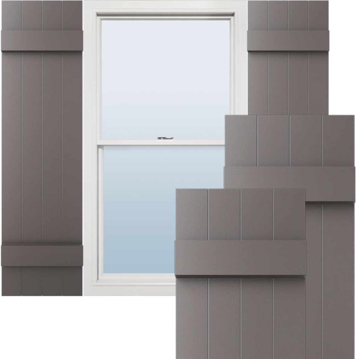 Ekena Millwork Vinyl Board-n-Batten Shutters in Musket Brown