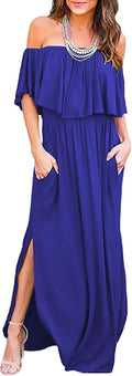 Elegant Off The Shoulder Ruffle Maxi Dress for Women by LILBETTER