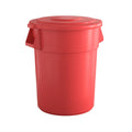 55 Gallon Red Round Commercial Trash Can with Lid - Durable, Odor