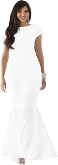 Plus Size White Cap Sleeve Maxi Dress - Elegant Mermaid Silhouette