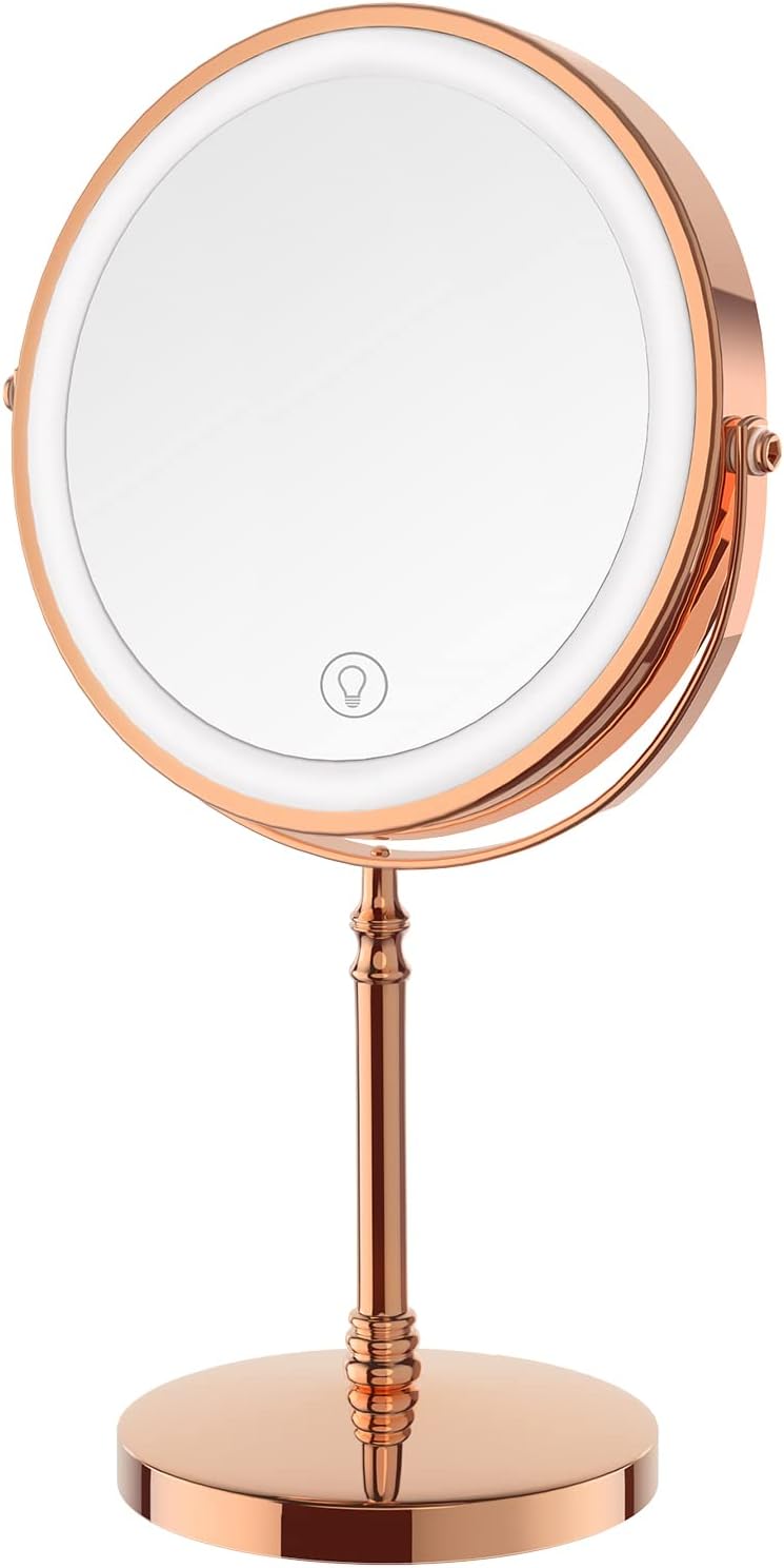 Lighted Makeup Mirror with 10X Magnification and 3 Colors