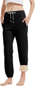 Gihuo Women's Sherpa Lined Sweatpants - Warm Fleece Jogger Pants