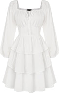 Scarlet Darkness Renaissance Dress Women Square Neck Long Sleeve
