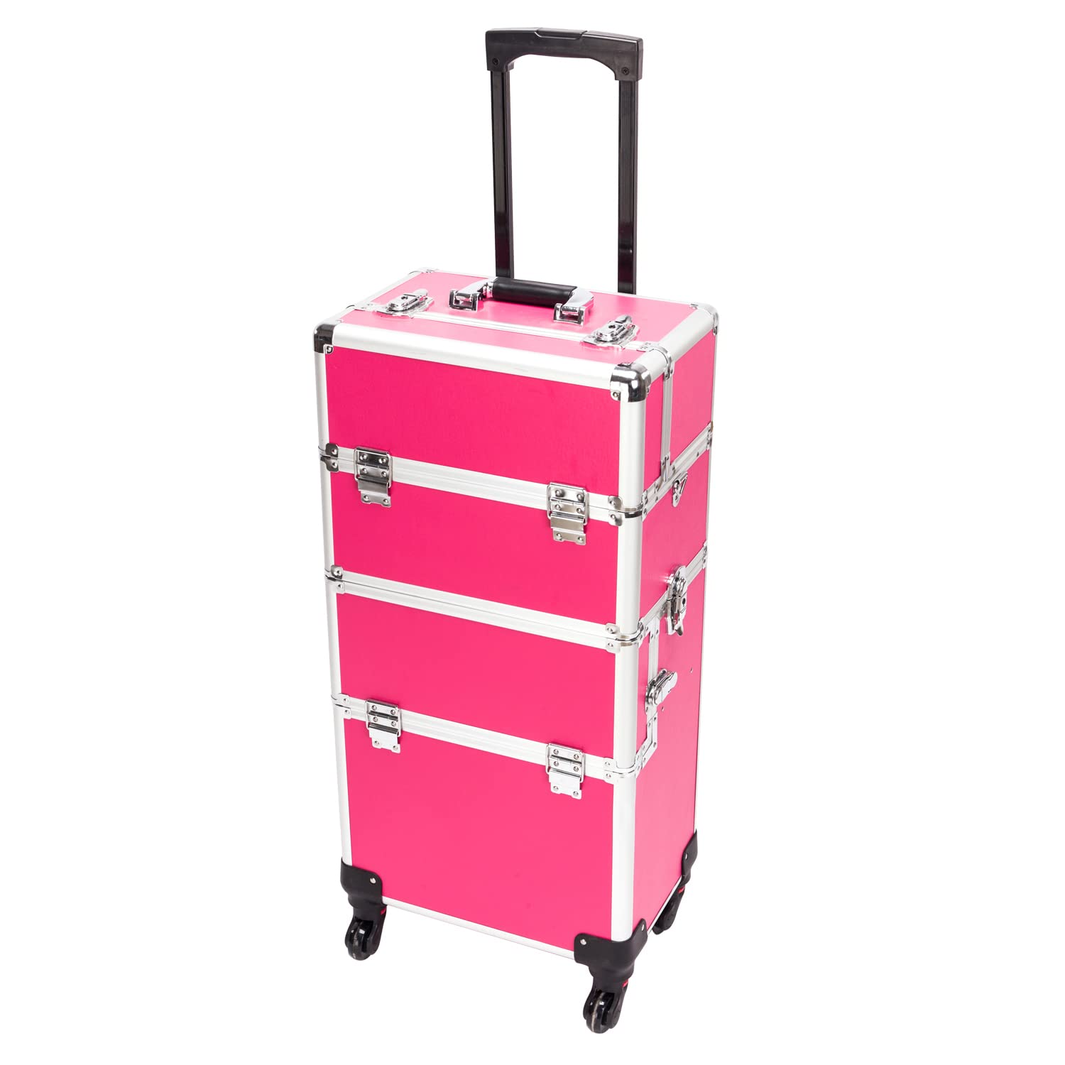 Mefeir 3 in 1 Rolling Makeup Train Case for Beauty Storage