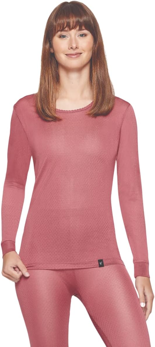 Terramar Womens Thermasilk Pointelle Scoop Top for Comfort
