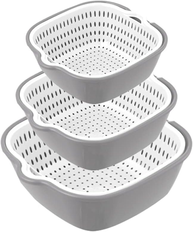 Stackable Kitchen Colander Set - Wash Fruits & Veggies with Ease!