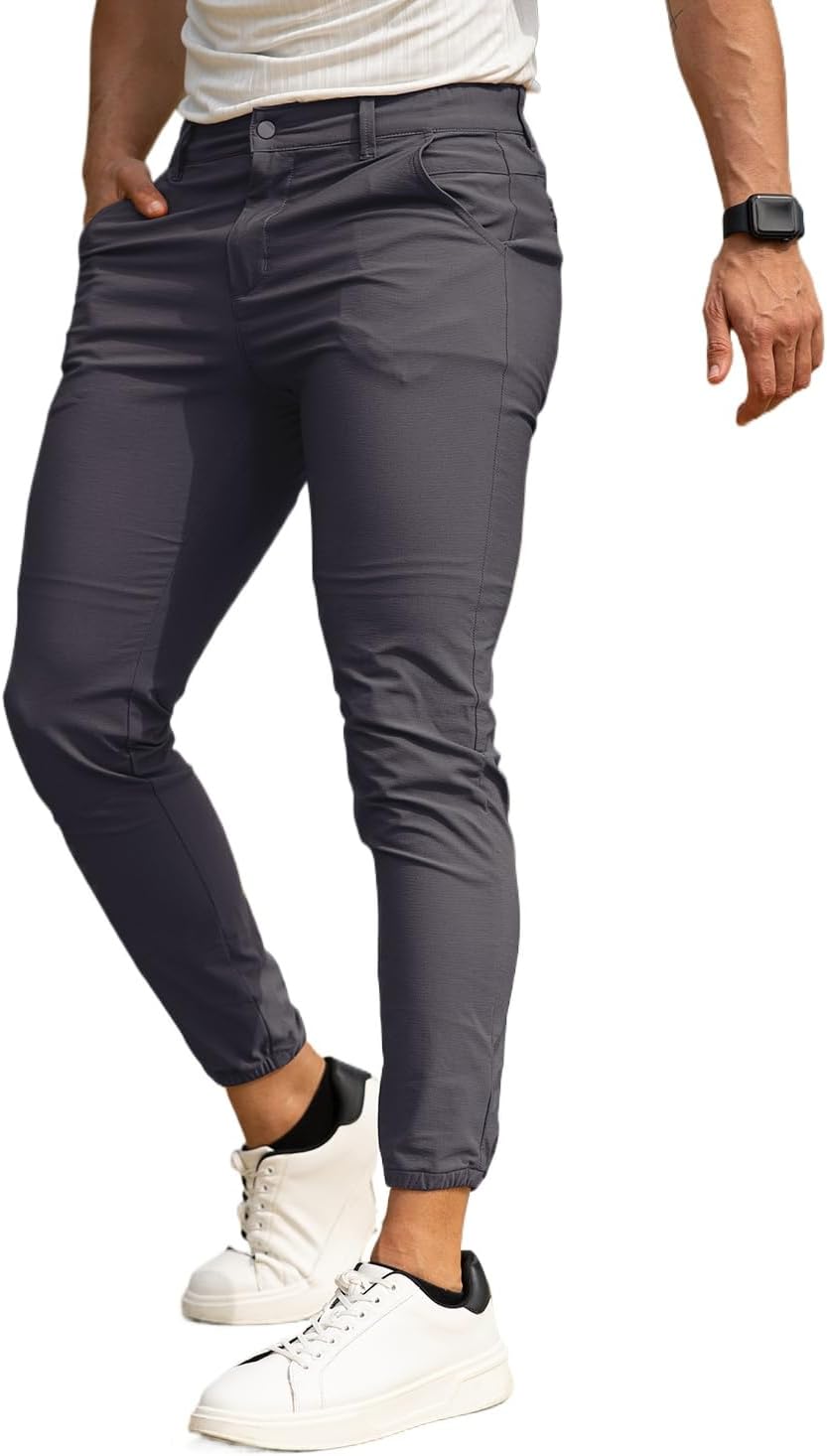 Men's 4-Way Stretch Slim Tapered Fit Golf Joggers for Comfort