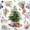 Christmas Tree Collage Cocktail Napkins - 40pcs Holiday Elegance