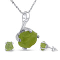 Real raw peridot jewelry set - Dainty 925 gold plated necklace