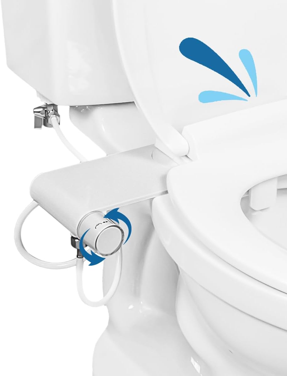 Ultra Thin Bidet Attachment for Toilet with Dual Nozzles