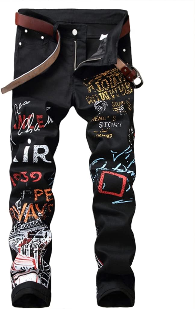 Baylvn Men's Casual Printed Slim Fit Jeans for Stylish Look