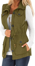 Women's Casual Military Utility Vest with Drawstring Waist
