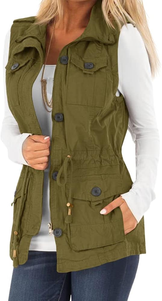 Koodred Women's Casual Military Utility Vest for All Seasons